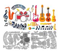 MAYJOYDIY Guitar Piano Metal Die Cuts Drum Violin Notes Die Stencil Musical Instruments Embossing Scrapbooking Cuts Template for DIY Scrapbooking Craft Card Making Album Gift Deco