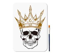 MAYJOYDIY Halloween Skeleton Crown Stencils 29.7x21cm King Skull Painting Stencil with Paint Brush for Craft Painting On Wood Craft Canvas Walls Decorations Scrapbooking