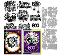MAYJOYDIY Halloween Word Art Cutting Dies Happy Halloween Letters Metal Die Cuts Spooky Words Metal Stencil Template for Card Making Scrapbooking Paper Craft Album Stamps DIY Decorative
