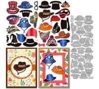 MAYJOYDIY Hat Theme Metal Die Cuts Cowboy Hat Magic Hats Cutting Dies Glasses Moustache Tie Embossing Stencils Scrapbooking Tool for DIY Scrapbooking Craft Card Making Album Gift Decor