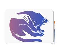 MAYJOYDIY Human and Cat Stencil Reusable Sleeping Cat Stencil for Painting 11.7×8.3 Inch Pet Lover Animal Drawing Template with Paint Brush for Wall Furniture Paper Canvas Scrapbook Decor