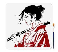 MAYJOYDIY Japanese Samurai Pattern Stencil Set Geisha Swordsman Painting Stencils 30x30cm Reusable Human Theme Drawing Template with Paint Brush for DIY Scrapbook, Photo Album
