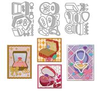 MAYJOYDIY Jewelry Display Card Die Set, Earring Necklace Ring Cutting Dies, Gemstone Bow Embossing Stencil for Card Making Scrapbooking Album Handbook Gift Decoration