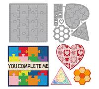 MAYJOYDIY Jigsaw Theme Cutting Dies Geometry Shape Metal Die Cut Template Square Heart Triangle Hexagon Motif Jigsaw Embossing Carbon Steel Stencils for Card Making DIY Scrapbooking Album Gift