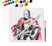 MAYJOYDIY Knight Stencil Reusable Sword Stencil for Painting 11.8x11.8 Inch Medieval Knight Drawing Template with Paint Brush for Wall Furniture Paper Canvas Scrapbook Decoration