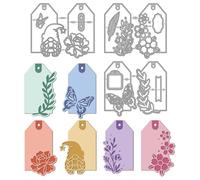 MAYJOYDIY Label Background Metal Cutting Dies Floral Hang Tag Die Cuts Rectangle Frame Embossing Template Carbon Steel Stencils for Card Making Scrapbooking Handbook Gift Decoration