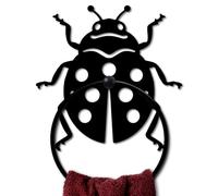 MAYJOYDIY Ladybird Metal Towel Ring Round Forest Ladybug Hand Towel Holder Insects Ring Hanger Wall Mount Black Vintage Towels Wall Organizer for Kitchen Bath Home Laundry Room Decors Gifts