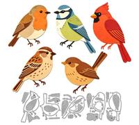 MAYJOYDIY Layered Birds Die Cuts Robin Blue Tit Cardinal Sparrow Wren Embossing Template Garden Birds Carbon Steel Cutting Stencils for Card Making DIY Scrapbooking Album Gift Decoration