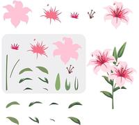 MAYJOYDIY Layered Flower Stencils Lily Flower Drawing Painting Stencils Resuable 29.7×21cm Spring Botanical Art Template on Wood, Canvas, Paper, Fabric, Floor