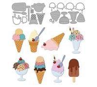 MAYJOYDIY Layered Ice Cream Metal Die Cuts Cone Cutting Dies Embossing Template Sundae Spoon Carbon Steel Cutting Stencils for Card Making DIY Scrapbooking Album Gift Decoration