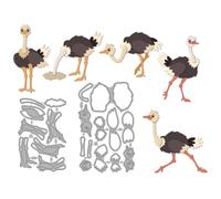 MAYJOYDIY Layered Ostrich Die Cuts Ostrich Standing Pecking Ground Walking Running Embossing Template Animal Bird Carbon Steel Cutting Stencils for Card Making DIY Scrapbooking Album Gift Decoration