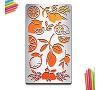 MAYJOYDIY Lemon Metal Stencils Lemon Branch Metal Journal Stencils Fruit Stainless Steel Stencils 10×17.7cm for Wood Carving Drawings Engraving Scrapbooking Project