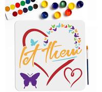 MAYJOYDIY Let Them Love Butterfly Stencils 30×30cm Large Heart Love Painting Stencil with Paint Brush Romantic Butterfly Heart Drawing Stencil for Canvas Wall Furniture Decor DIY Art Crafts