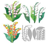 MAYJOYDIY Lily of The Valley Layered Metal Die Cuts Flowers Cutting Dies Leaves Embossing Template Stems Carbon Steel Cutting Stencils for Card Making DIY Scrapbooking Album Handbook Gift Decoration