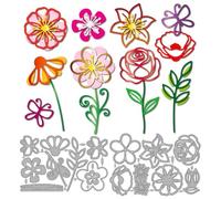 MAYJOYDIY Line Flowers Metal Die Cuts Rose Lily Cutting Dies Daisy Embossing Template Butterfly Carbon Steel Cutting Stencils for Card Making DIY Scrapbooking Album Handbook Gift Decoration
