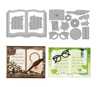MAYJOYDIY Literary Books Metal Cutting Dies Feather Envelope Die Cuts Stencils Bookmark Glasses Embossing Template Dies for DIY Paper Craft Card Making Scrapbooking Album Decor