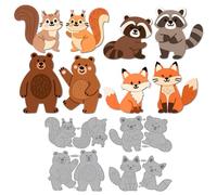 MAYJOYDIY Little Animals Metal Cutting Dies Squirrel Raccoon Die Cuts Stencils Fox Bear Embossing Template Dies for DIY Scrapbooking Album Decorative Embossing Paper Card Making