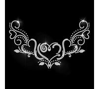 MAYJOYDIY Love Neckline Rhinestone Iron on Decal Vintage Lace Hotfix Transfer Sticker Bling Swirly Flourish Heat Transfer Patch Clothing Repair Applique for T-Shirt Hat Jacket Garment Bag DIY Decor