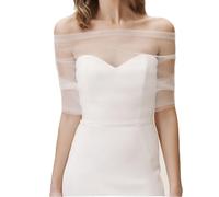 MAYJOYDIY M-102cm White Wedding Pearl Shawls Detachable Bridal Tulle Cloaks Short Shoulder Cover up Cape Beaded Evening Dress Shawl for Women Bride Bridesmaid Wedding Party