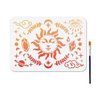 MAYJOYDIY Magic Sun Moon Phase Art Stencil, PET Material, Mandala Face Design, 29.7x21cm, Reusable Craft Template with Paint Brush for Wood Wall Window DIY Craft Home Decor