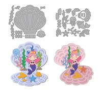 MAYJOYDIY Mermaid Die Cuts, Marine Theme Metal Cutting Dies, Seashell Jellyfish Coral Design Embossing Cutting Stencil Template for Card Making Scrapbooking Album Gift Decoration
