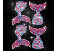 MAYJOYDIY Mermaid Tail Rhinestone Iron on Transfer Ocean Mermaid Transfer Sticker Rhinestone Colorful Summer Hot-fix Decals Bling Clothing Decoration for Shirt Bag Jeans Pants Jacket Pillow DIY Crafts