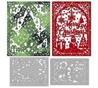 MAYJOYDIY Metal Christmas Tree Background Cutting Dies Frame Snow Flower Snowmen Gift Bells Merry Christmas Cutting Dies Cut Stencils for Craft Scrapbooking DIY Photo Album Decorations