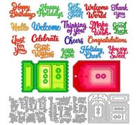 MAYJOYDIY Metal Cutting Dies, Carbon Steel Blessing Words and Frames Template for Card Making Scrapbooking Album Gift Decoration