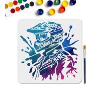 MAYJOYDIY Motorcyclist Stencil Reusable Splashed Ink Stencil for Painting 30x30cm Graffiti Style Drawing Template with Paint Brush for Wall Furniture Paper Canvas Scrapbook Decoration