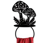 MAYJOYDIY Mushroom Towel Ring, Wall Mounted Metal Holder, Magic Mushroom & Star Dot Design, Botanical Leaf Home Decor for Bathroom Kitchen