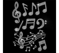 MAYJOYDIY Music Note Rhinestone Iron on Hotfix Transfer Decal White Music Iron On Rhinestone Crystal T-Shirt Transfer Heat Transfer Bling Patch Rhinestone Sticker for Jacket Bags Jeans Craft