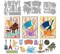 MAYJOYDIY Musical Instruments Metal Die Cuts Guitar Cutting Dies Piano Embossing Template Music Note Carbon Steel Cutting Stencils for Card Making Scrapbooking Album Decoration