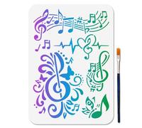 MAYJOYDIY Musical Notes Stencil Floral Note Stencil 11.7×8.3inch with Paint Brush Pentatonic Note Stencil Reusable Music Theme Art Template for Painting on Wood Window DIY Project