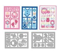 MAYJOYDIY Newborn Elements Metal Die Cuts Milk Bottle Shaker Cutting Dies Newborn Clothes Embossing Template Stroller Carbon Steel Cutting Stencils for Card Making Scrapbooking Album Decoration