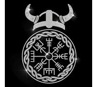 MAYJOYDIY Northern Europe Viking Compass Rhinestone Iron on Decal Rune Hotfix Transfer Sticker Heat Transfer Patch Shining Clothing Repair Applique for T-Shirt Hat Jacket Garment Bag DIY Decor