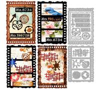 MAYJOYDIY Number Film Frame Cutting Dies Retro Filmstrip Die Cuts Irregular Frame Embossing Template Number Label Carbon Steel Stencils for Card Making Scrapbooking Album Handbook Gift Decoration