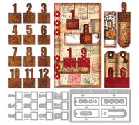 MAYJOYDIY Number Label Metal Die Cuts Vintage Gear Tags Cutting Dies Stencil Planning Pages Embossing Scrapbooking Cuts Template for DIY Scrapbooking Craft Card Making Album Gift Decor