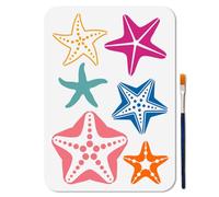MAYJOYDIY Ocean Starfish Stencil Reusable Summer Beach Stars Stencils for Painting 29.7×21cm Marine Life Art Craft Templates with Paint Brush for Window Wood Wall Home Gift Decor