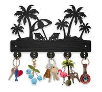 MAYJOYDIY Palm Tree Beach Coat Rack Wall Mount Summer Theme Wood Key Holder for Wall 30×20cm Decorative Key Hooks 5 Alloy Hooks for Gift, Entryway, Front Door, Hallway, Kitchen, Office