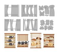 MAYJOYDIY Peeping Cat Dog Metal Die Cuts Blinds Animals Cutting Dies Cat Window Embossing Template Funny Animals Carbon Steel Cutting Stencils for Card Making DIY Scrapbooking Album Gift Decoration