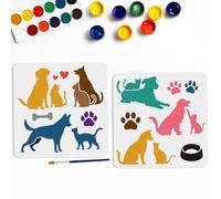 MAYJOYDIY Pet Animal Stencil Set, 30x30 cm, 2 Pieces with Paint Brush, Cat Dog Design for Walls Fabric Wood Furniture Canvas Decoration