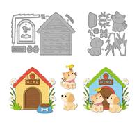 MAYJOYDIY Pet House Metal Die Cuts Cat Dog Cutting Dies Birds Embossing Template Flowers Grass Carbon Steel Cutting Stencils for Card Making DIY Scrapbooking Album Handbook Gift Decoration