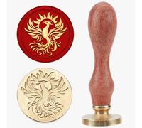 MAYJOYDIY Phoenix Wax Seal Stamp, 25mm, Brass Head with Wooden Handle, Bird Animal Sealing Wax Stamps for Packages Gift Idea Party Invitations