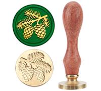 MAYJOYDIY Pine Cone Wax Seal Stamp, 25mm, Autumn Hazelnuts Removable Sealing Stamp with Brass Head Wooden Handle Great for Wedding Party Invitations Cards Envelopes Letter