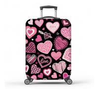 MAYJOYDIY Pink Heart Luggage Cover Lace Heart Elastic Baggage Covers Polka Dots Suitcase Protector M Fit 22-25 inch/55 cm-63 cm Luggage