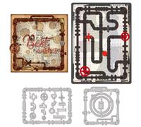 MAYJOYDIY Pipeline Industrial Art Frame Cut Dies Water Pipes Metal Cutting Dies Vintage Process Piping Carbon Steel Embossing Stencils for DIY Card Scrapbooking Photo Album Craft Decor