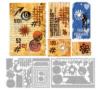 MAYJOYDIY Planned Labels Die Cuts for Card Making Vintage Stained Ink Embossing Metal Cutting Dies Brick Wall Conch Paper Craft Die Cuts Stencils for Scrapbooking Craft Paper Birthday Card Gift Decor