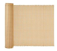 MAYJOYDIY Plastic Rattan Cane Webbing Roll 118 × 17 Inch Woven Open Mesh Cane Weave Rattan Sheets for Furniture Chair Cabinet Ceiling Bed Door Decoration, Burlywood Tone