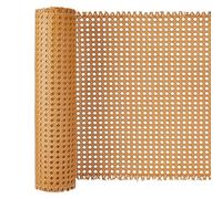 MAYJOYDIY Plastic Rattan Cane Webbing Roll 3mx43.5cm Woven Open Mesh Cane Weave Rattan Sheets for Furniture Chair Cabinet Ceiling Bed Door Decoration, Sandy Brown Tone