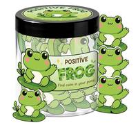 MAYJOYDIY Positive Frog Jar 80 Pcs Emotional Support Frog Affirmation Cards Funny Animal Theme Desk Accessories Birthday White Elephant Gifts for Women, Friends, Coworker, Teacher